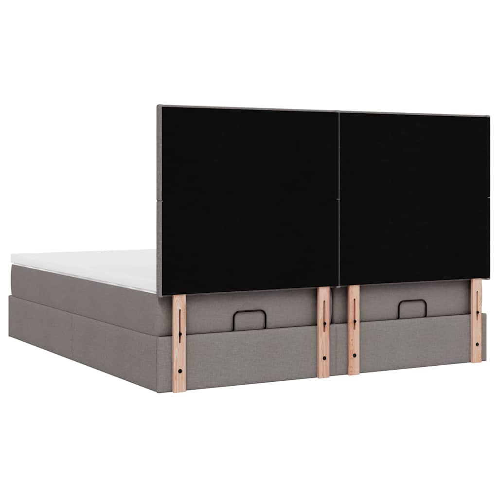 Cadre de lit ottoman avec matelas taupe 160x200 cm tissu - XIOS