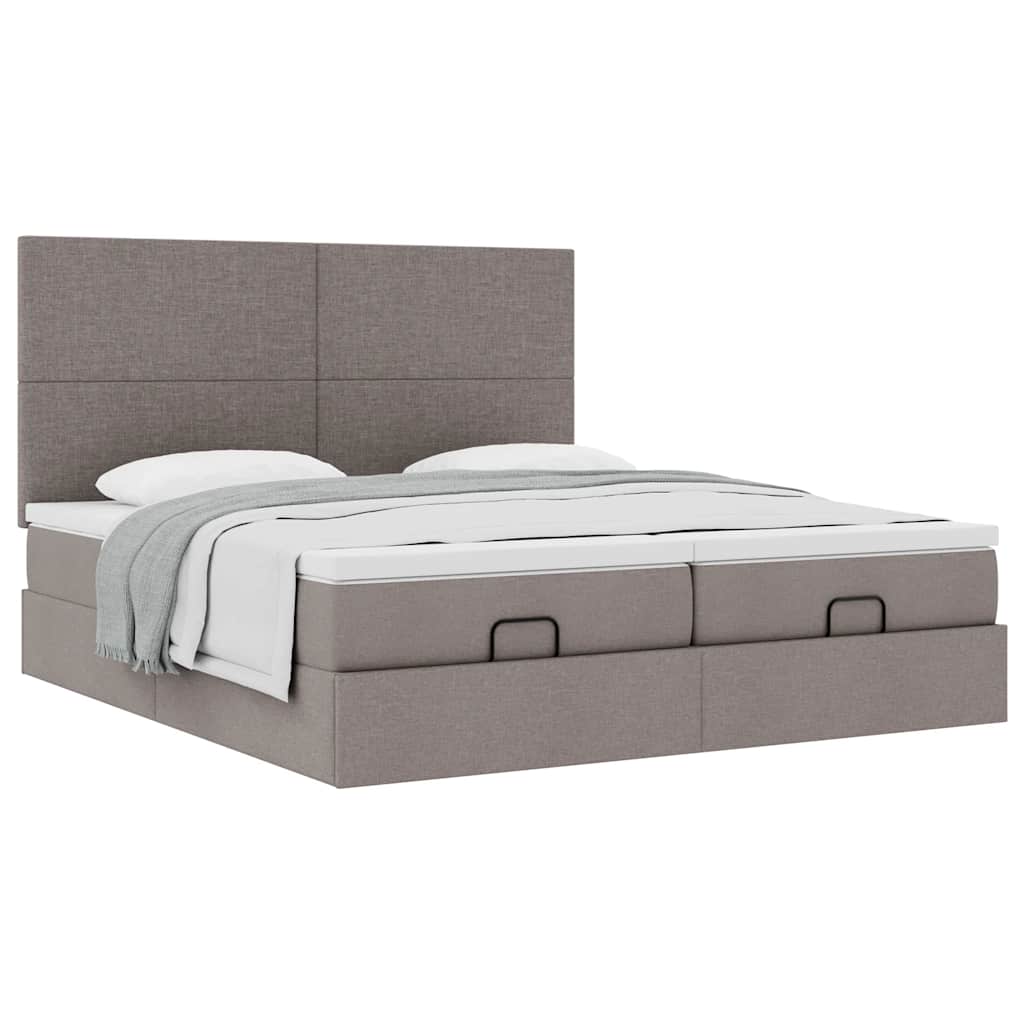 Cadre de lit ottoman avec matelas taupe 180x200 cm tissu - XIOS
