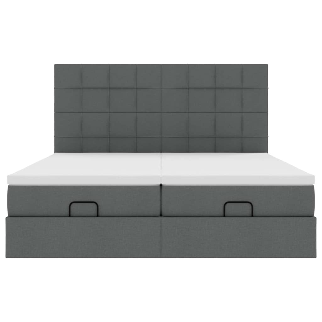 Cadre de lit ottoman avec matelas gris foncé 160x200cm tissu - XIOS