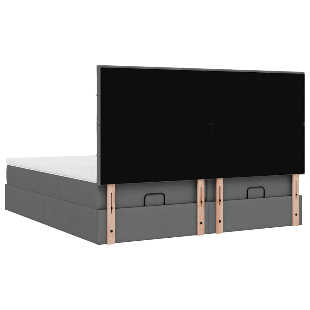 Cadre de lit ottoman avec matelas gris foncé 160x200cm tissu - XIOS