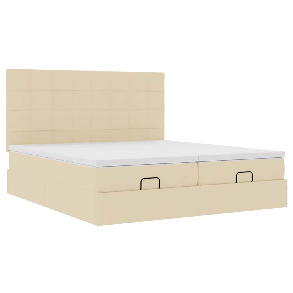 Cadre de lit ottoman avec matelas crème 160x200 cm tissu - XIOS