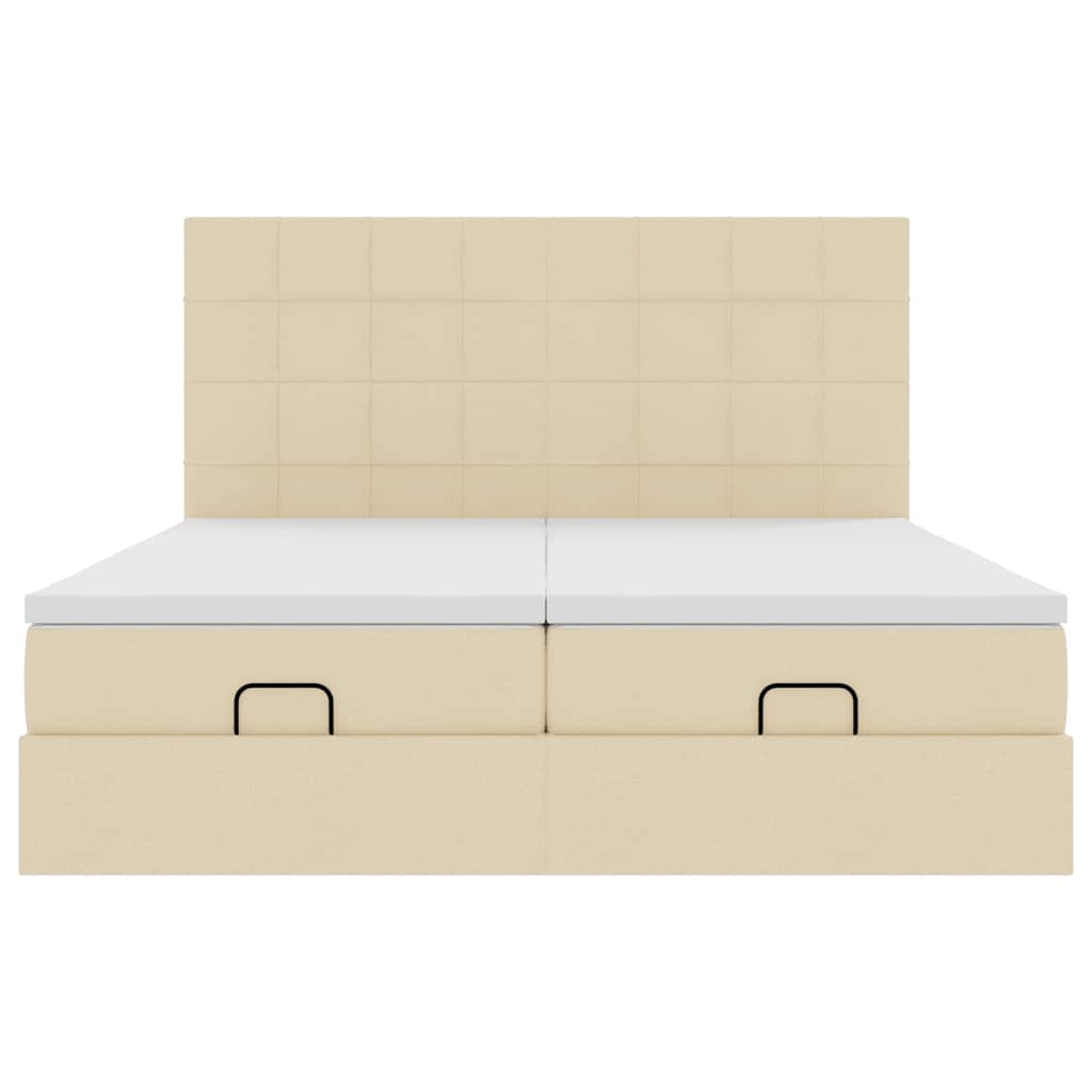 Cadre de lit ottoman avec matelas crème 160x200 cm tissu - XIOS