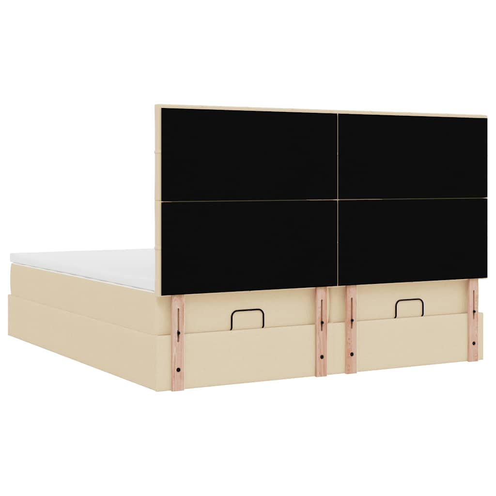 Cadre de lit ottoman avec matelas crème 160x200 cm tissu - XIOS