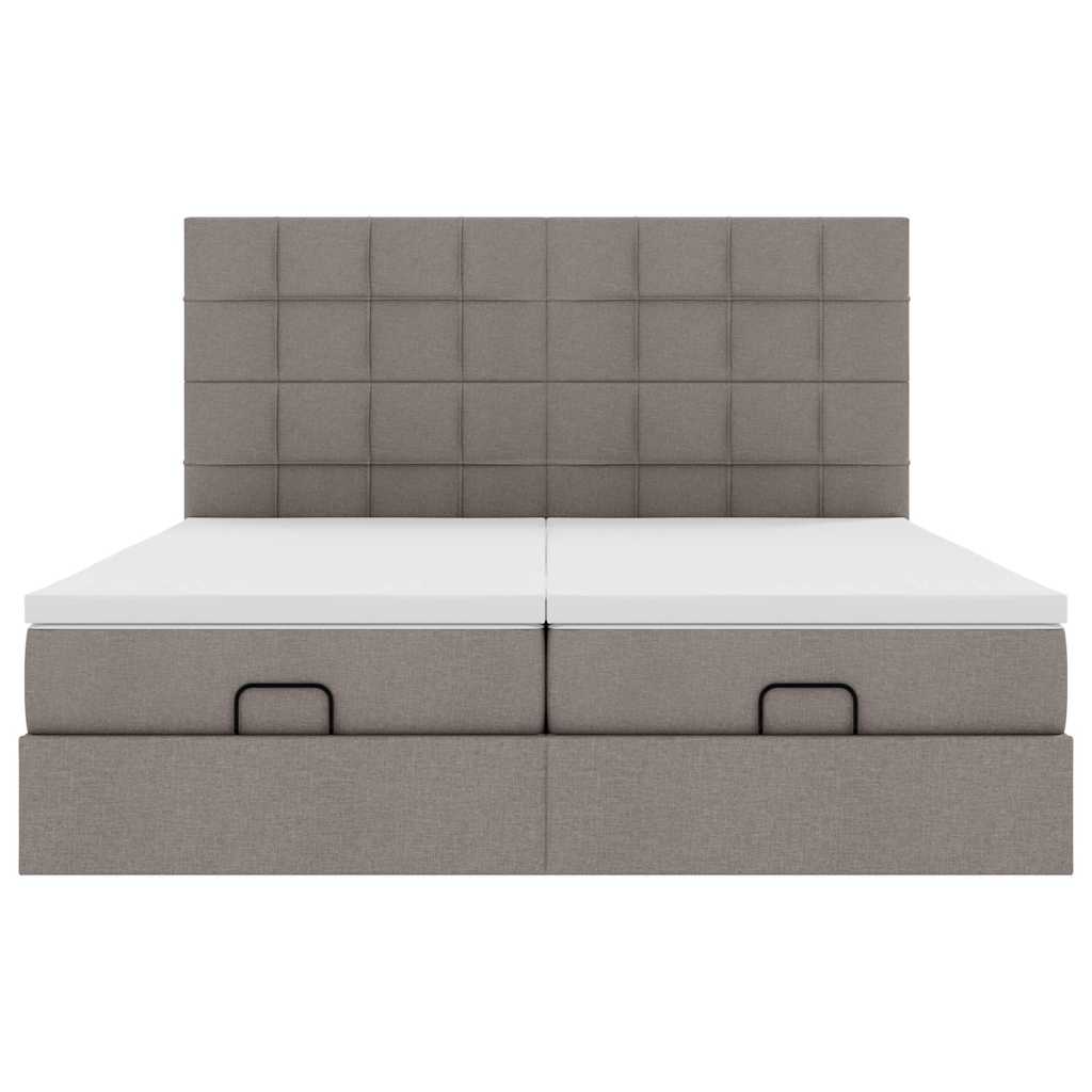 Cadre de lit ottoman avec matelas taupe 180x200 cm tissu - XIOS