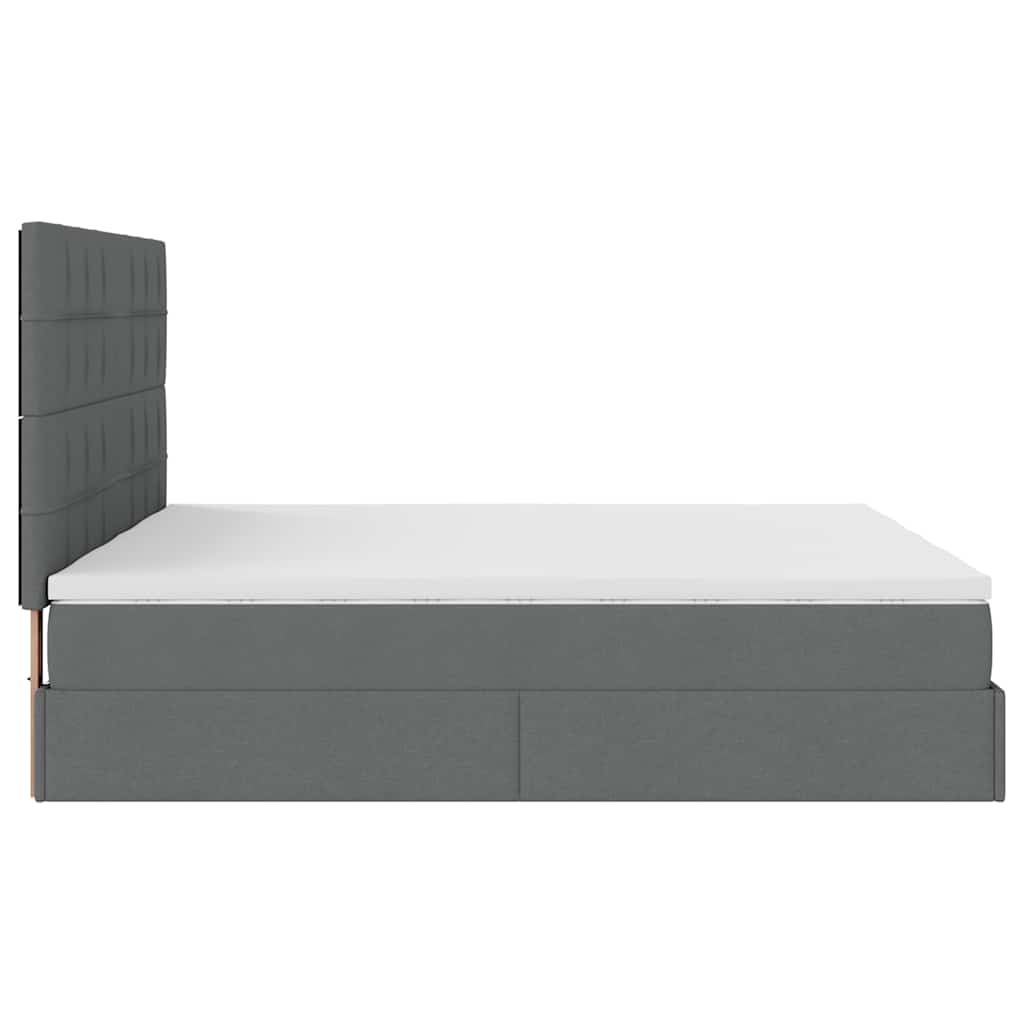 Cadre de lit ottoman avec matelas gris foncé 200x200cm tissu - XIOS