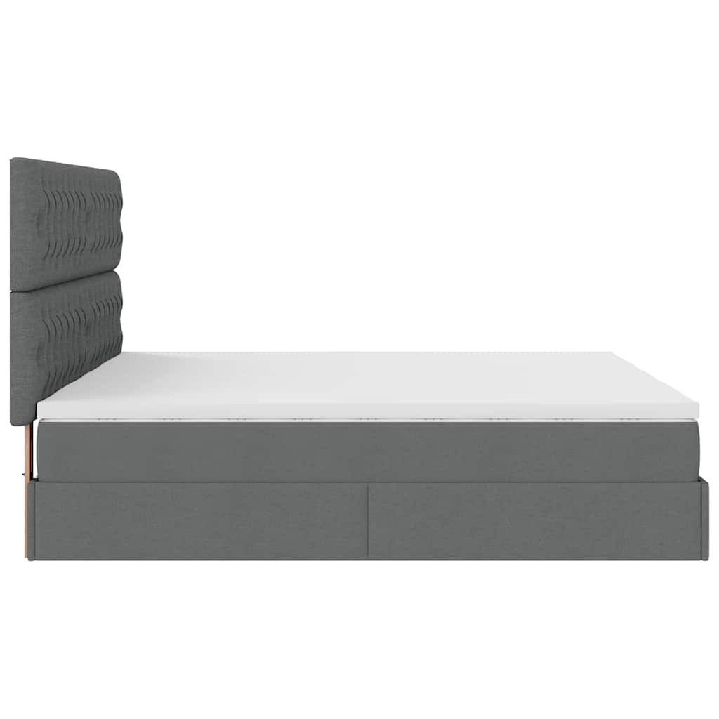 Cadre de lit ottoman avec matelas gris foncé 200x200cm tissu - XIOS