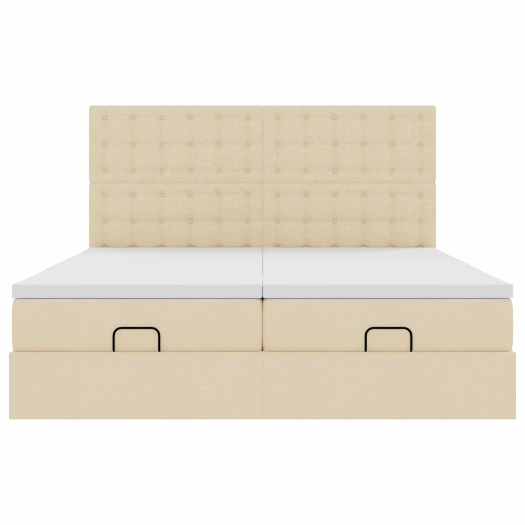 Cadre de lit ottoman avec matelas crème 160x200 cm tissu - XIOS