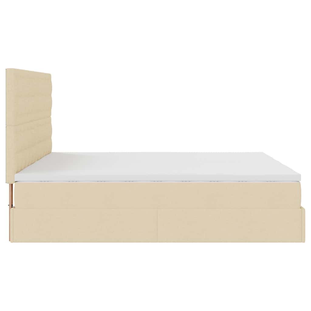 Cadre de lit ottoman avec matelas crème 160x200 cm tissu - XIOS