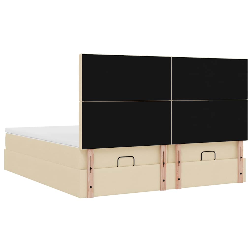 Cadre de lit ottoman avec matelas crème 160x200 cm tissu - XIOS