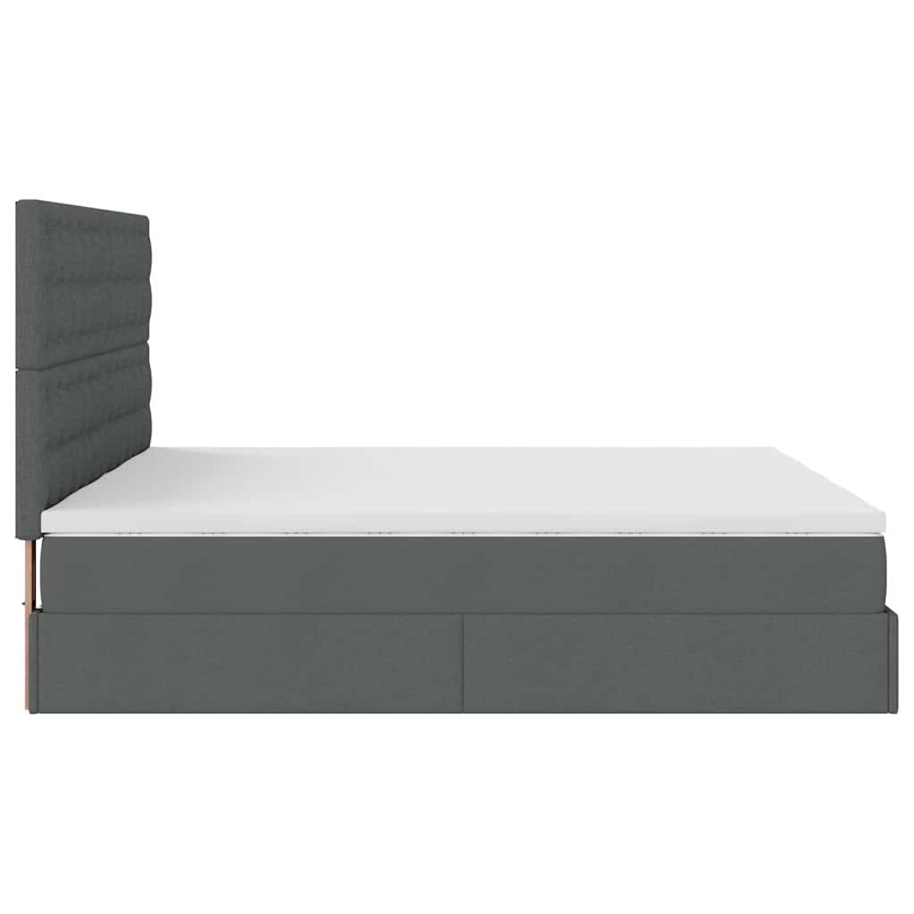Cadre de lit ottoman avec matelas gris foncé 200x200cm tissu - XIOS