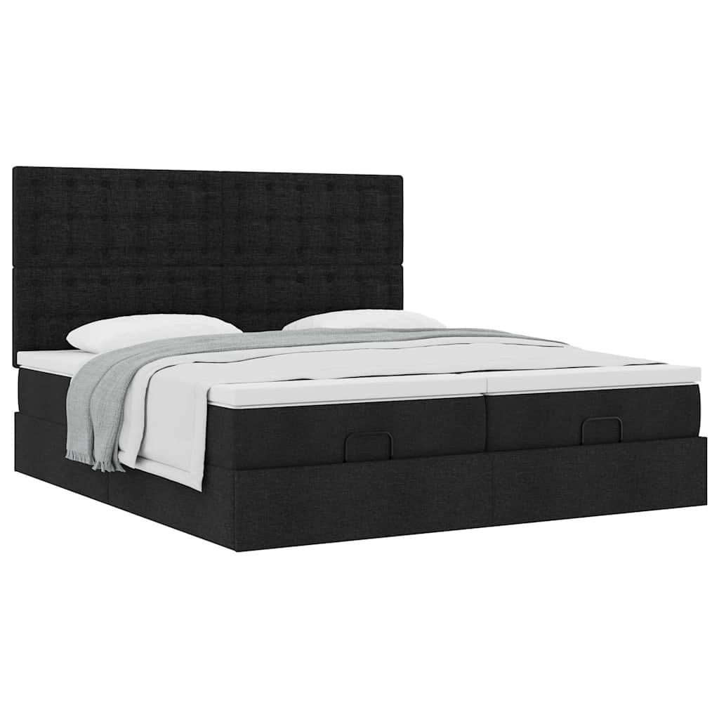 Cadre de lit ottoman avec matelas noir 200x200cm tissu - XIOS