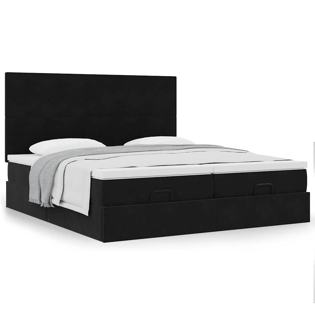 Cadre de lit ottoman avec matelas noir 180x200cm velours - XIOS
