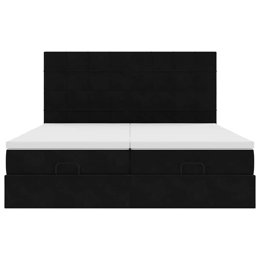 Cadre de lit ottoman avec matelas noir 160x200 cm velours - XIOS