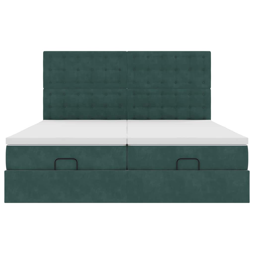 Cadre de lit ottoman avec matelas vert foncé 180x200cm velours - XIOS