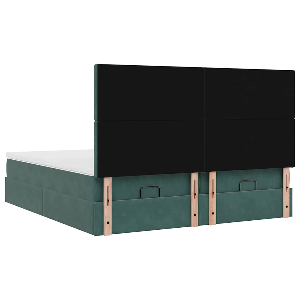 Cadre de lit ottoman avec matelas vert foncé 180x200cm velours - XIOS