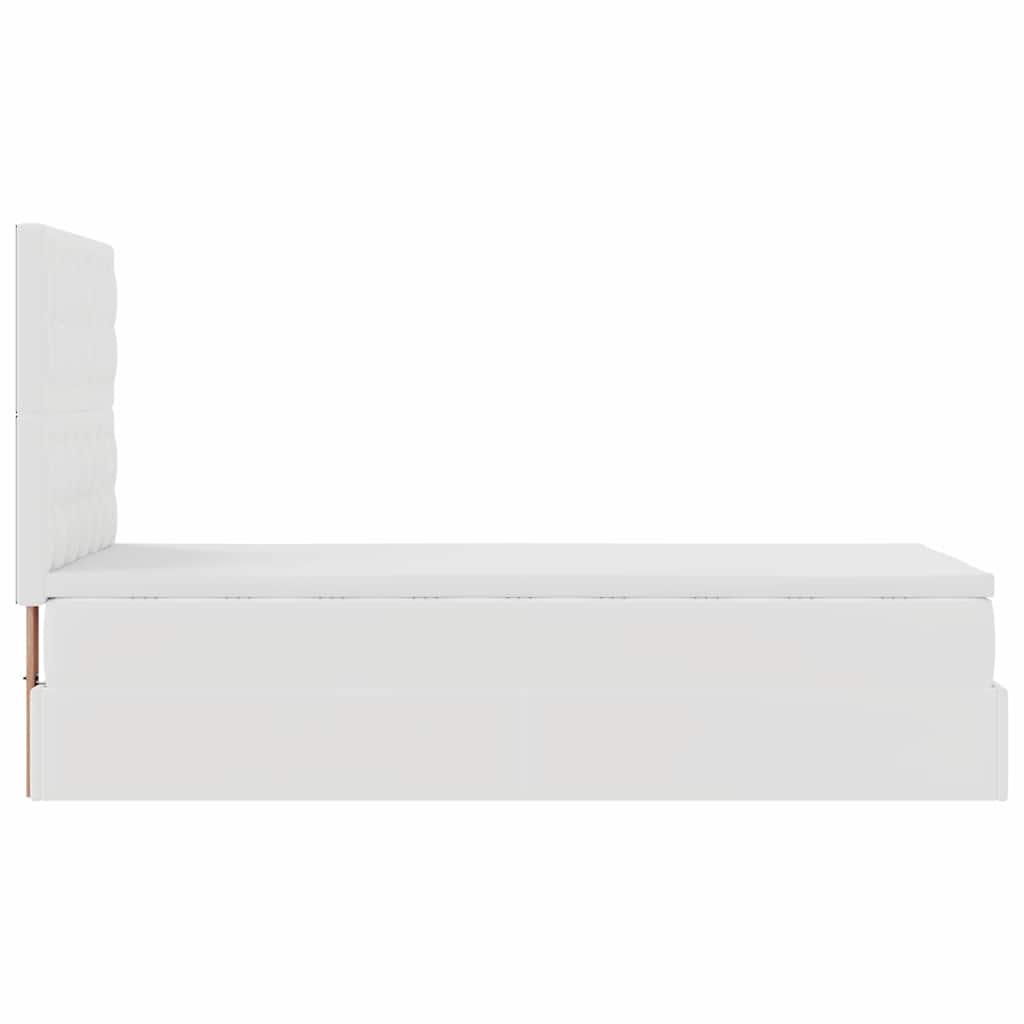 Cadre de lit ottoman avec matelas blanc 80x200 cm similicuir - XIOS