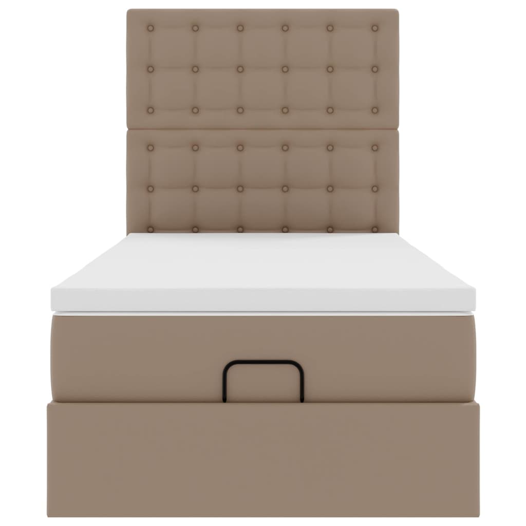 Cadre de lit ottoman et matelas cappuccino 90x200 cm similicuir - XIOS