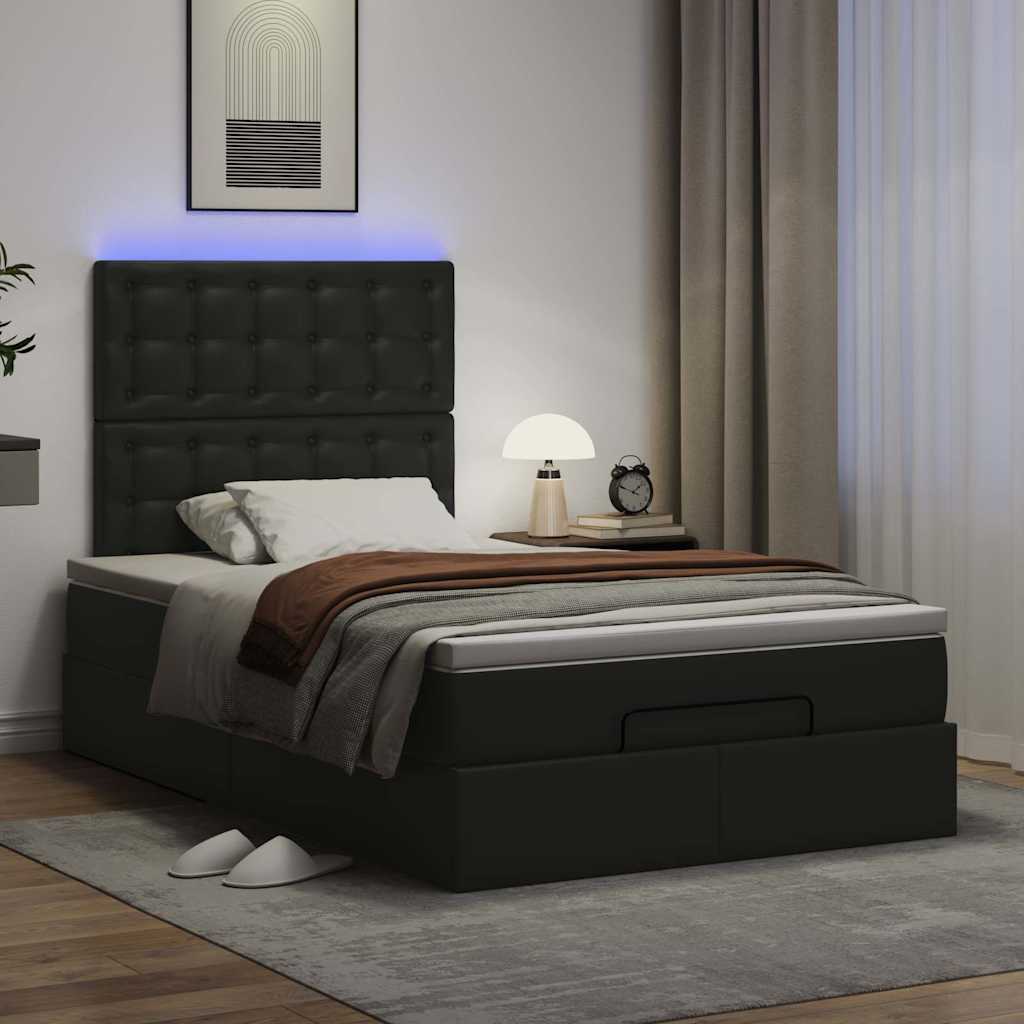 Cadre de lit ottoman avec matelas noir 120x190 cm similicuir - XIOS