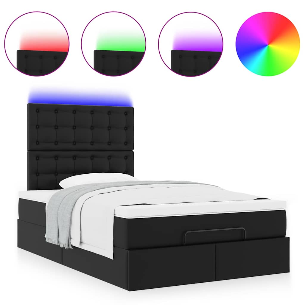 Cadre de lit ottoman avec matelas noir 120x190 cm similicuir - XIOS