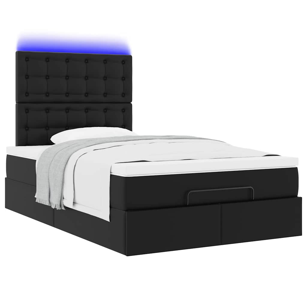 Cadre de lit ottoman avec matelas noir 120x190 cm similicuir - XIOS