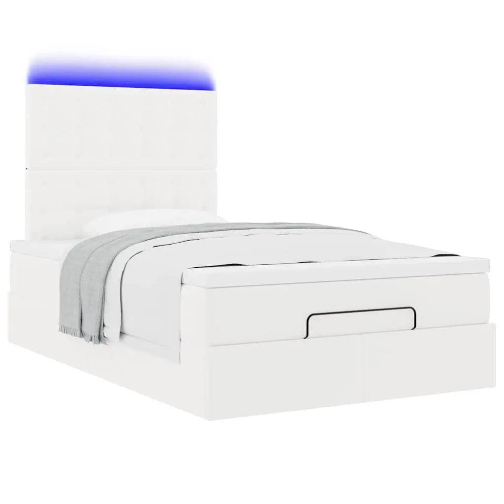 Cadre de lit ottoman avec matelas blanc 120x190 cm similicuir - XIOS