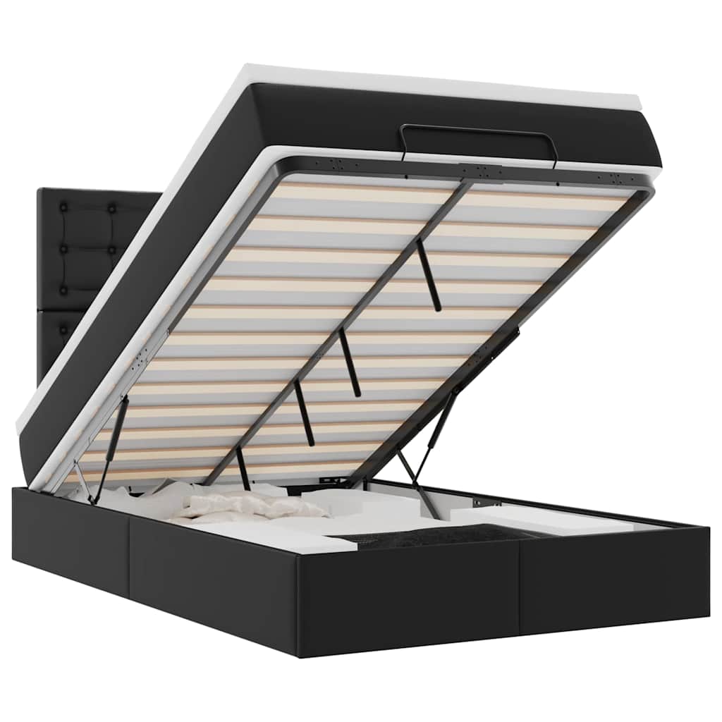 Cadre de lit ottoman avec matelas noir 120x200 cm similicuir - XIOS