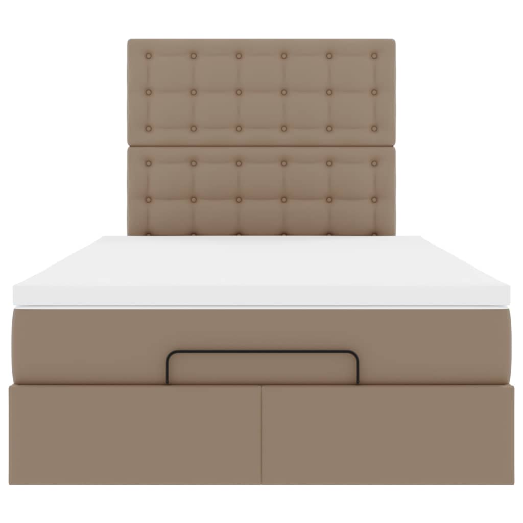 Cadre de lit ottoman et matelas cappuccino 120x200cm similicuir