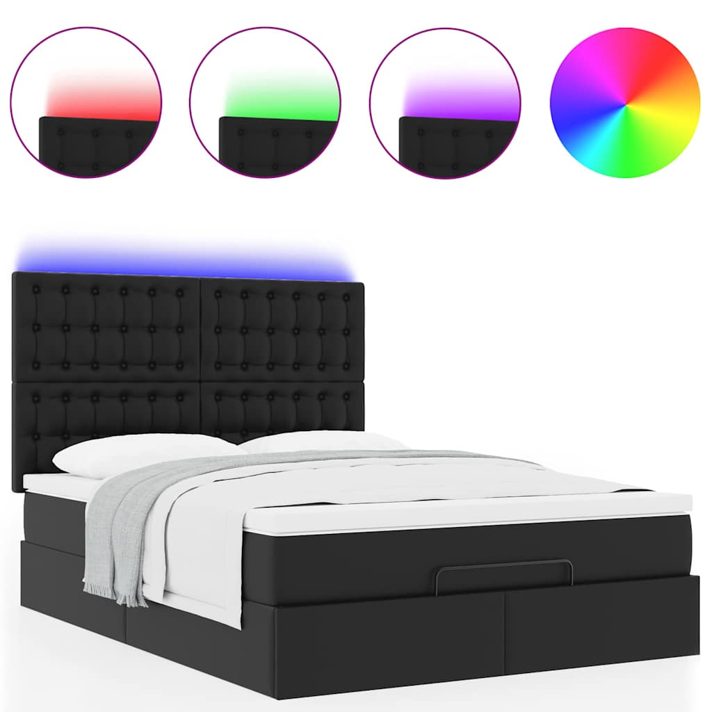 Cadre de lit ottoman avec matelas noir 140x190 cm similicuir - XIOS