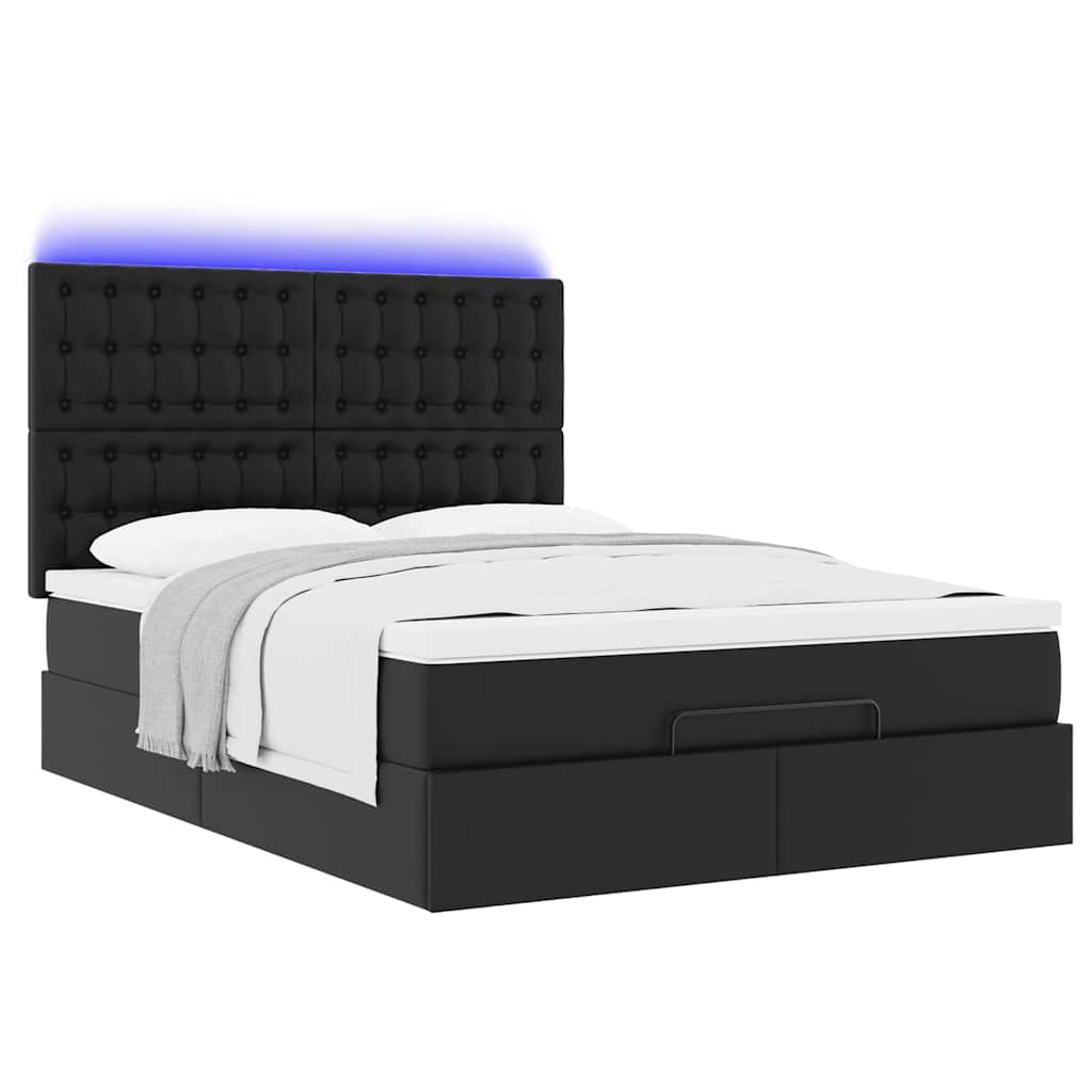 Cadre de lit ottoman avec matelas noir 140x190 cm similicuir - XIOS
