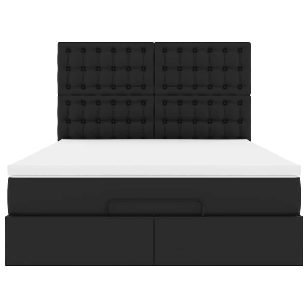 Cadre de lit ottoman avec matelas noir 140x190 cm similicuir - XIOS