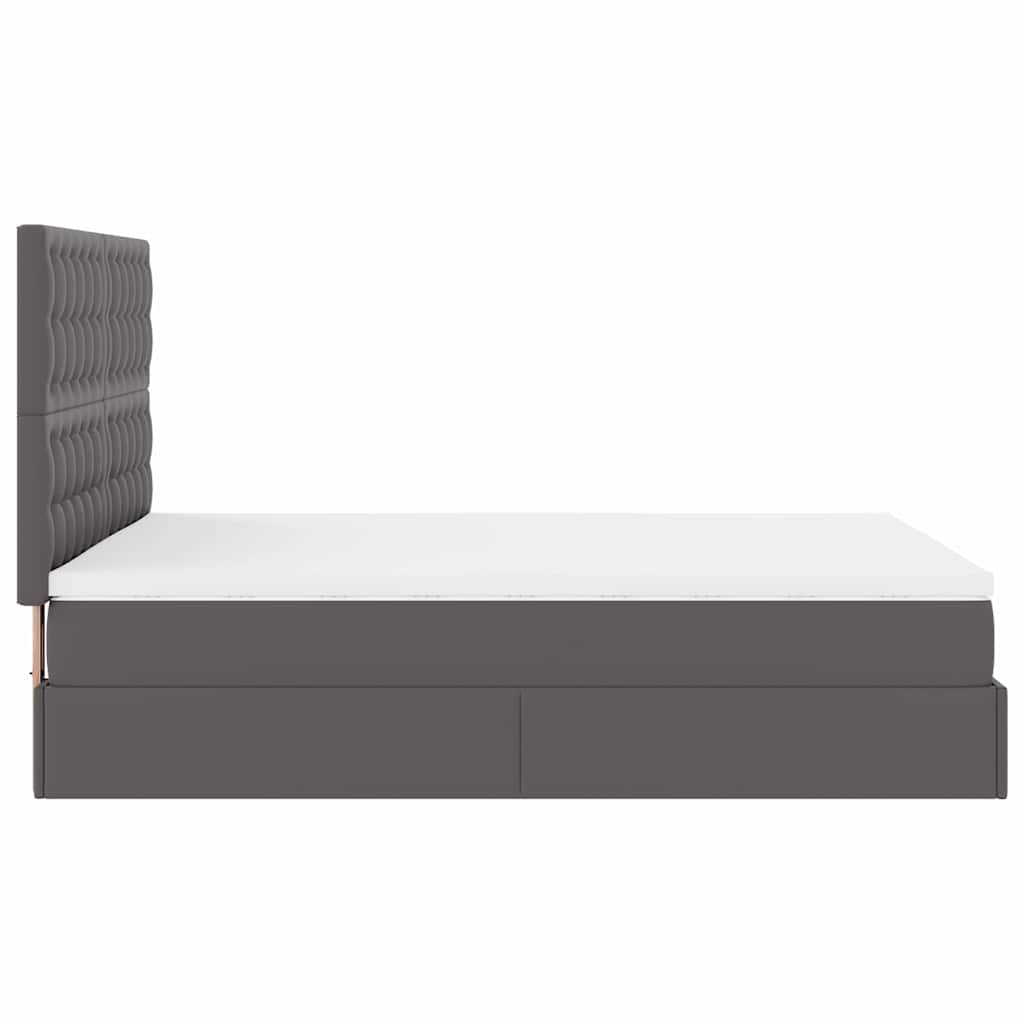 Cadre de lit ottoman avec matelas gris 140x190 cm similicuir - XIOS