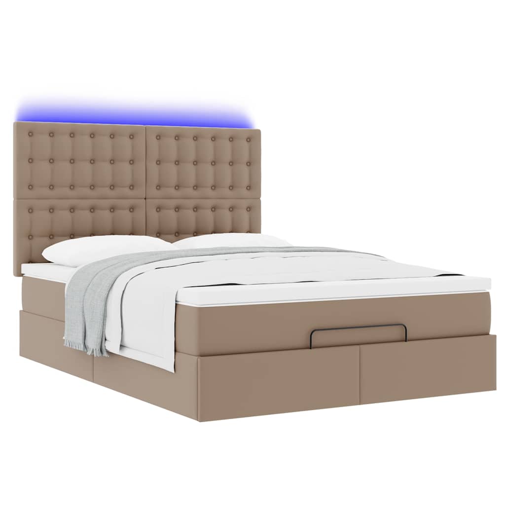 Cadre de lit ottoman et matelas cappuccino 140x200cm similicuir - XIOS