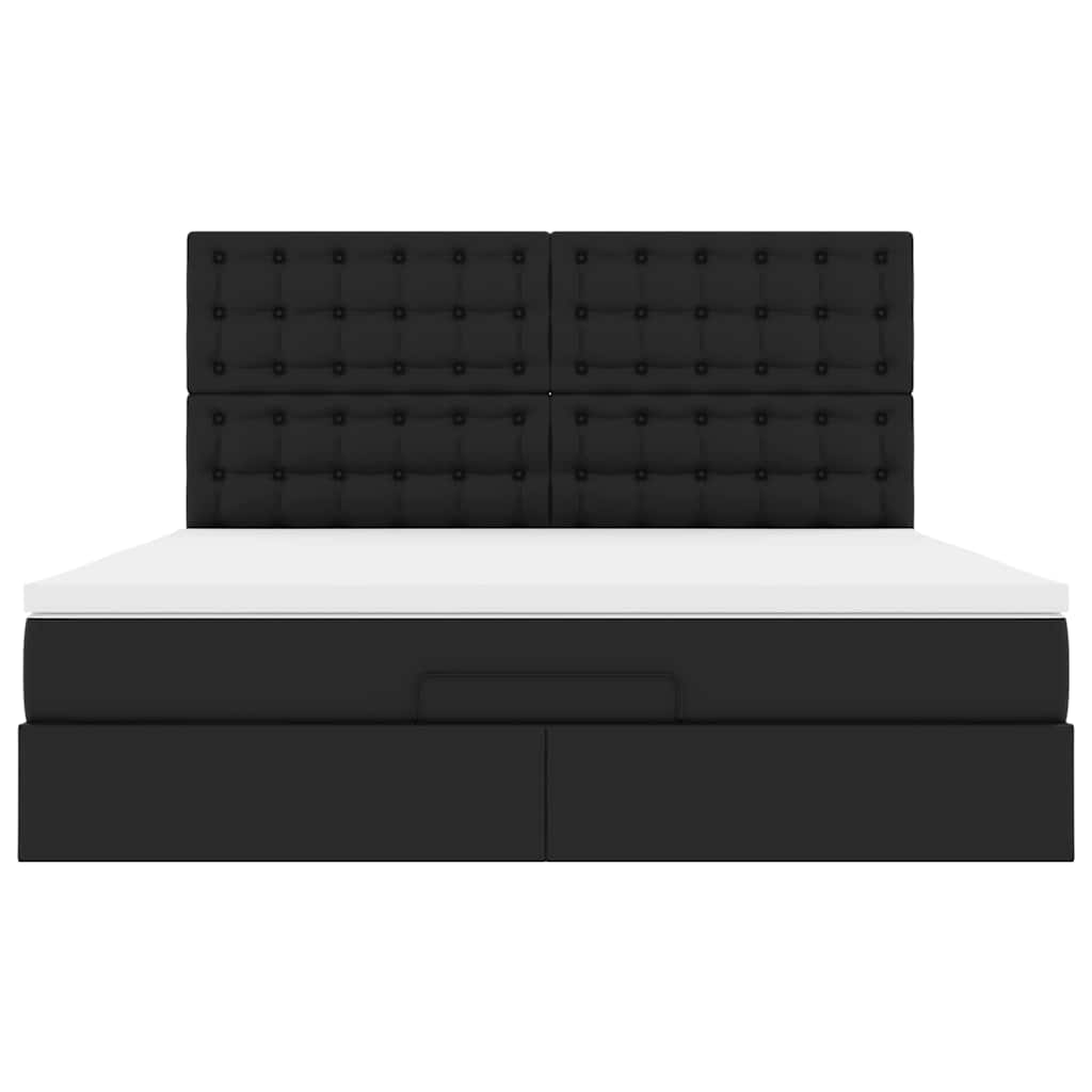 Cadre de lit ottoman avec matelas noir 160x200 cm similicuir - XIOS