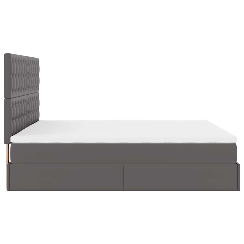 Cadre de lit ottoman avec matelas gris 160x200 cm similicuir - XIOS