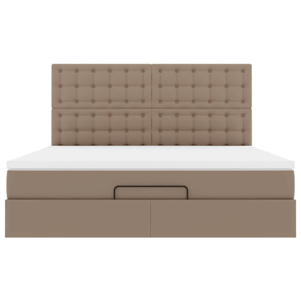Cadre de lit ottoman et matelas cappuccino 160x200cm similicuir - XIOS