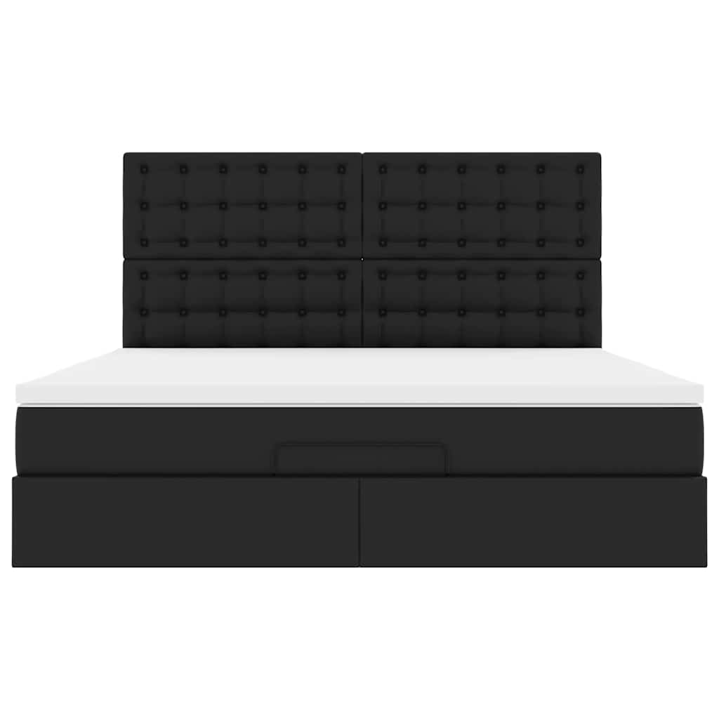 Cadre de lit ottoman avec matelas noir 180x200 cm similicuir - XIOS