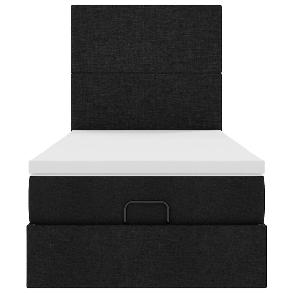Cadre de lit ottoman avec matelas noir 90x190 cm tissu - XIOS