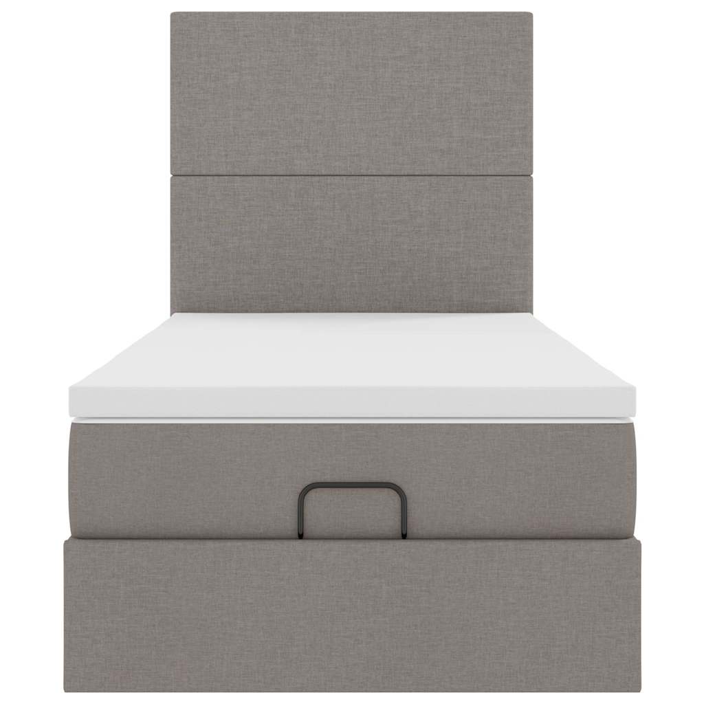 Cadre de lit ottoman avec matelas taupe 90x190 cm tissu - XIOS