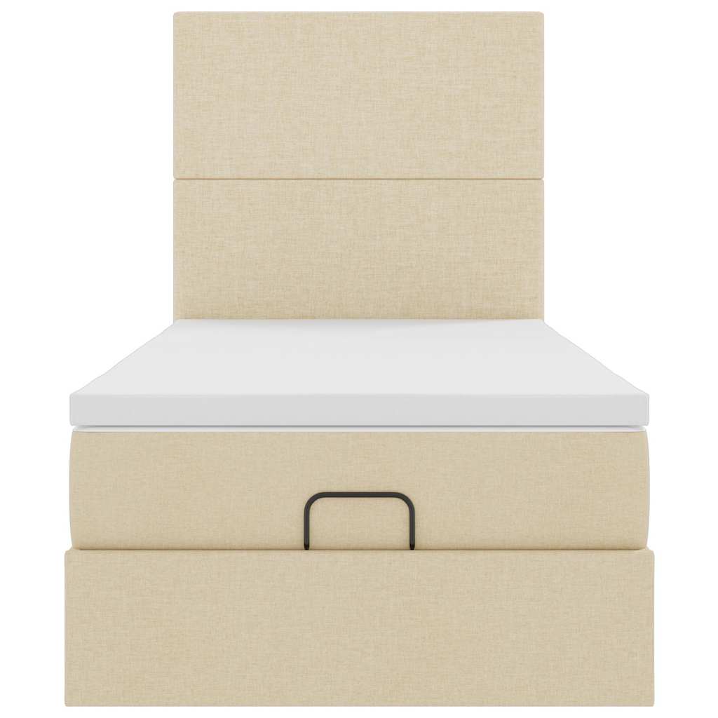 Cadre de lit ottoman avec matelas crème 90x190 cm tissu - XIOS