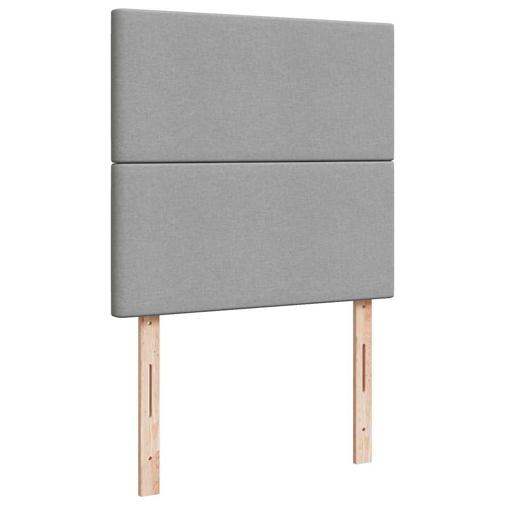 Lit ottoman avec matelas et LED gris clair 90x200 cm tissu - XIOS
