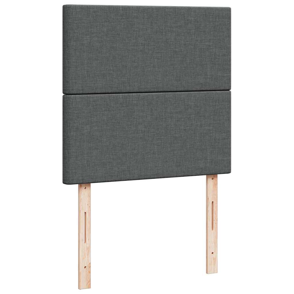 Cadre de lit ottoman avec matelas gris foncé 100x200 cm tissu - XIOS