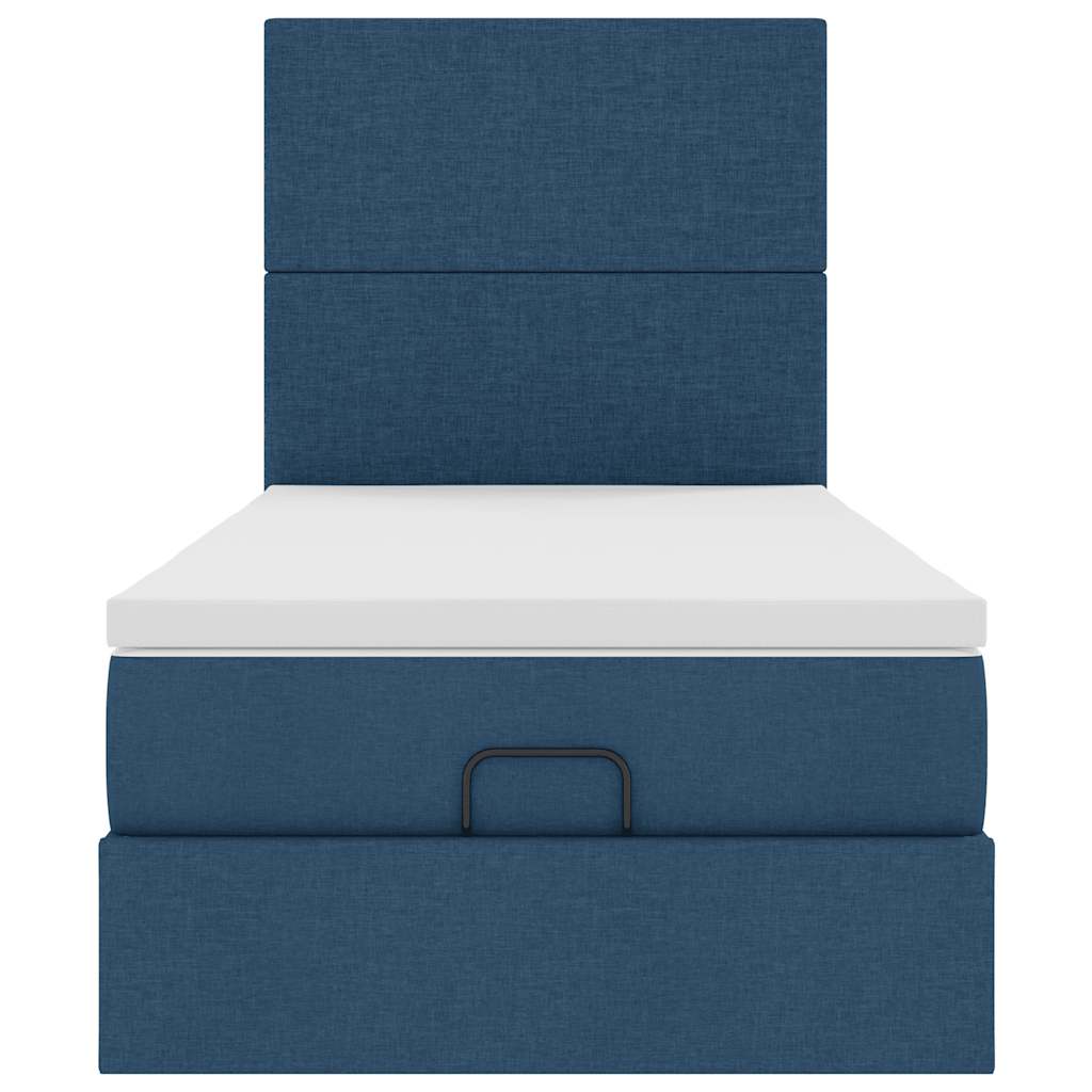 Lit ottoman avec matelas et LED Bleu 100x200 cm Tissu - XIOS