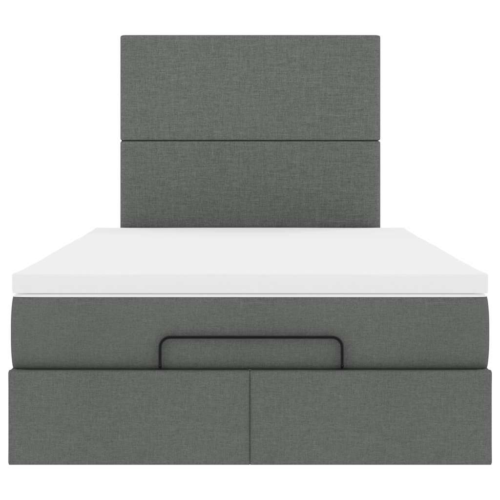 Cadre de lit ottoman avec matelas gris foncé 120x190 cm tissu