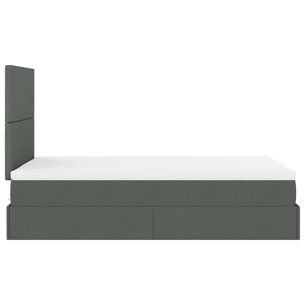 Cadre de lit ottoman avec matelas gris foncé 120x190 cm tissu - XIOS