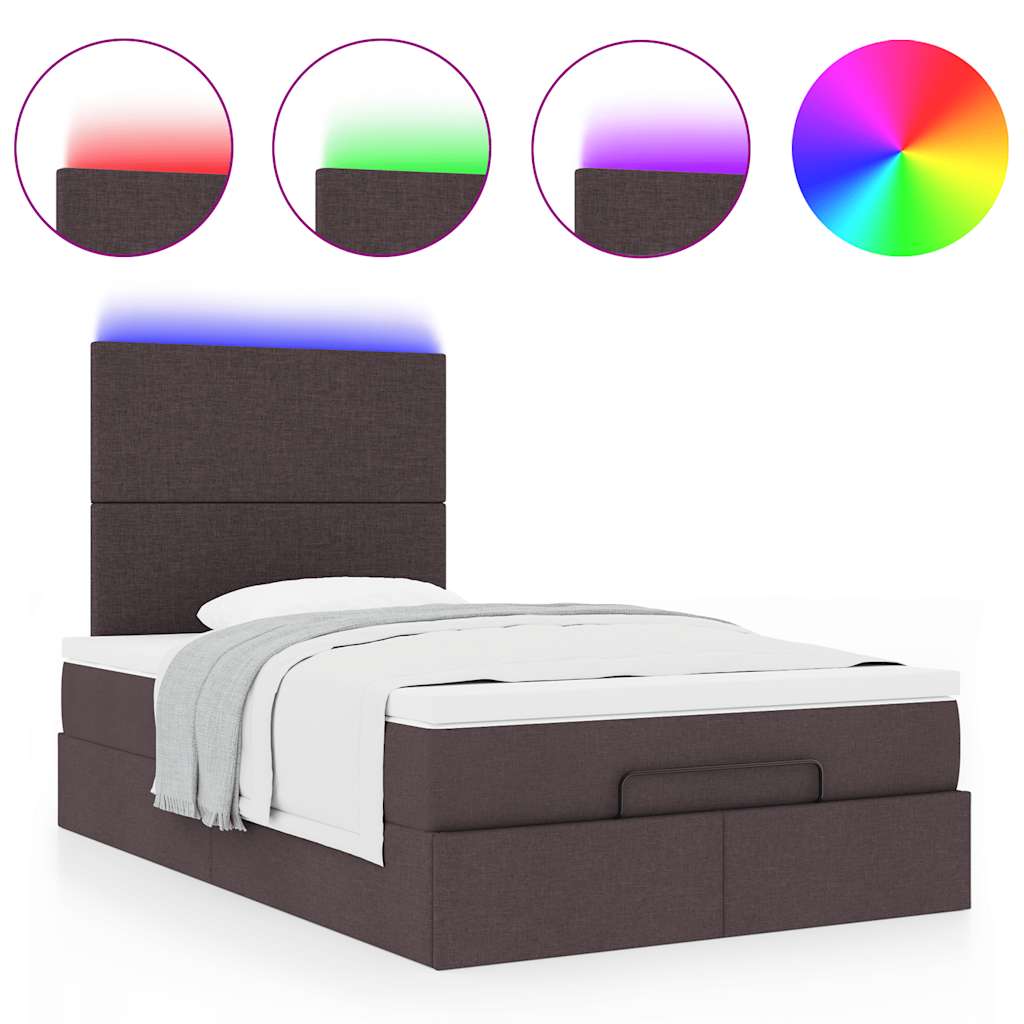 Cadre de lit ottoman avec matelas marron foncé 120x190 cm tissu - XIOS