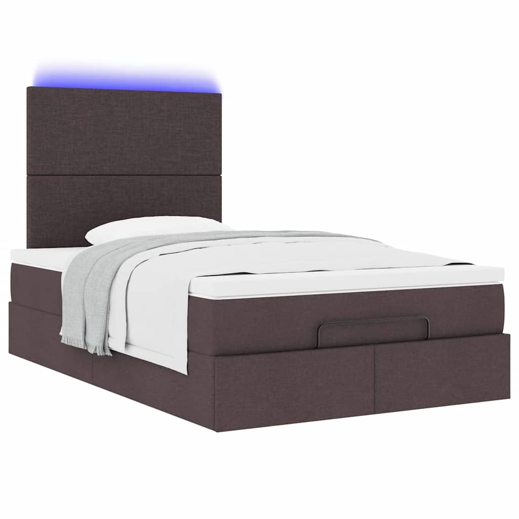 Cadre de lit ottoman avec matelas marron foncé 120x190 cm tissu - XIOS