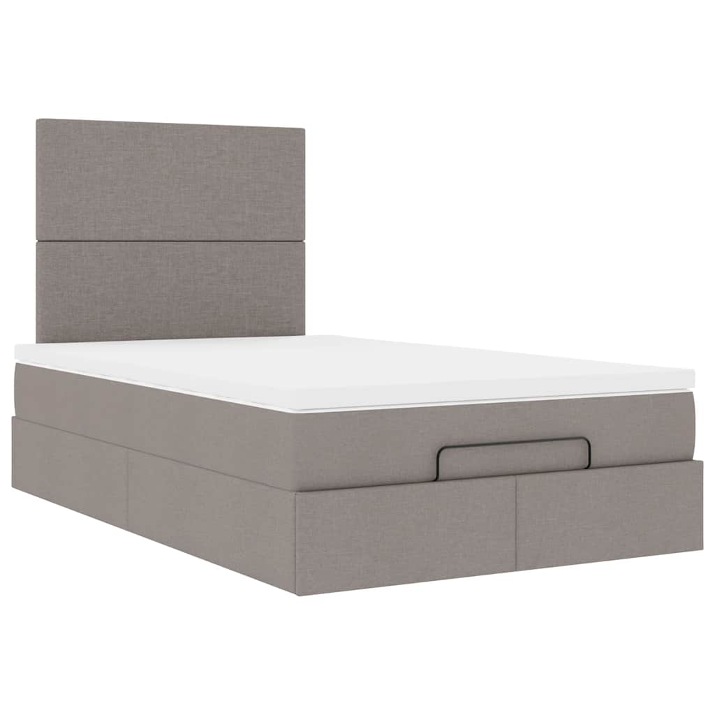 Cadre de lit ottoman avec matelas taupe 120x190 cm tissu - XIOS