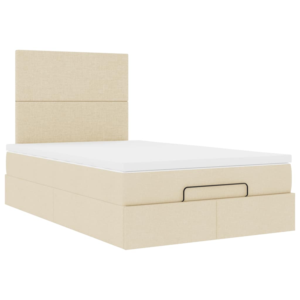 Cadre de lit ottoman avec matelas crème 120x190 cm tissu - XIOS
