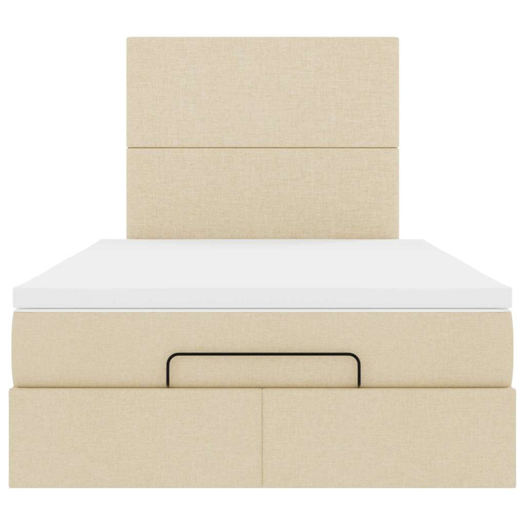 Cadre de lit ottoman avec matelas crème 120x190 cm tissu - XIOS