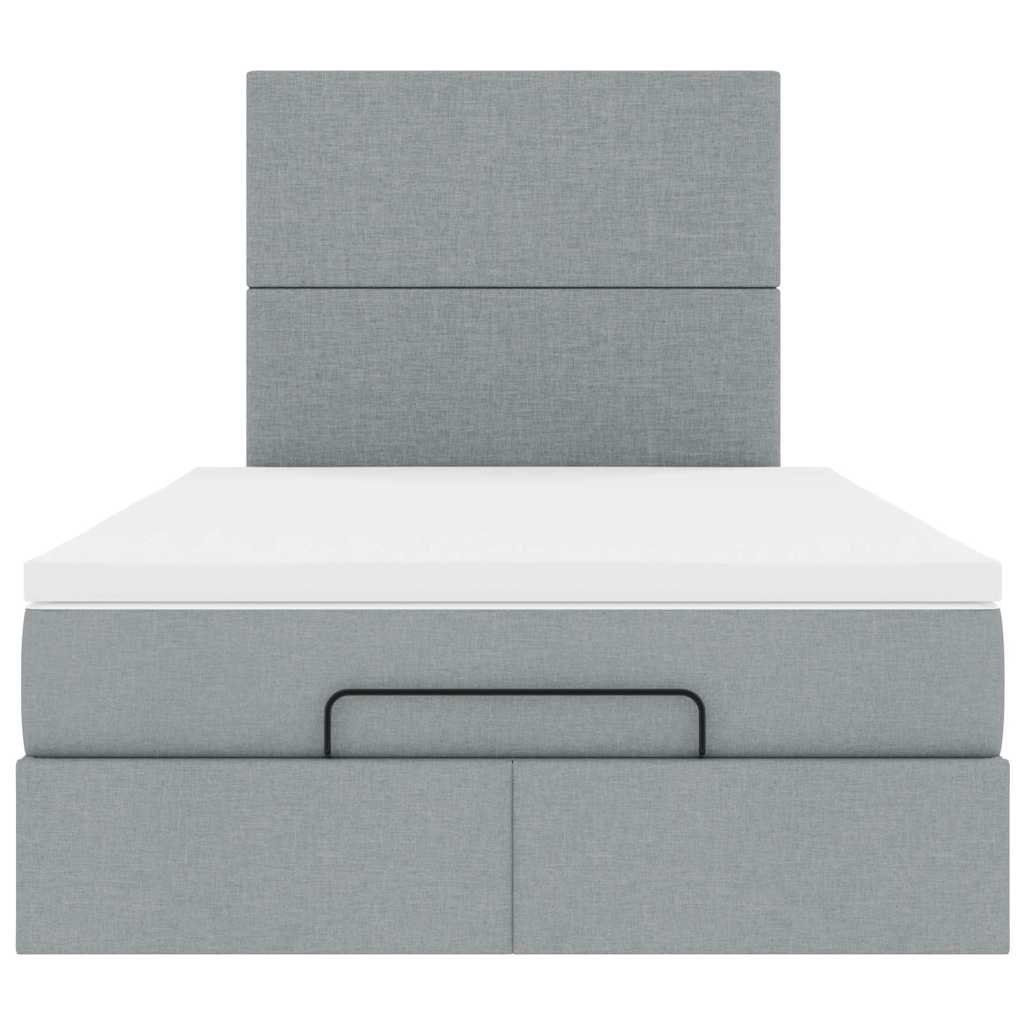Cadre de lit ottoman et matelas gris clair 120x200 cm tissu - XIOS